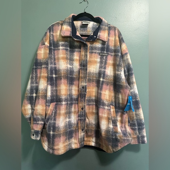 Columbia Benton Springs Shirt Jacket II Womens Size 3XL Multi Plaid Collared NEW - Picture 1 of 7
